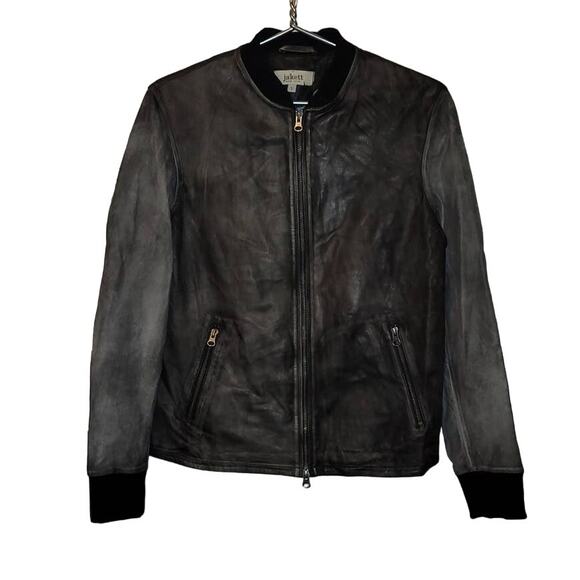 New JAKETT Holly Bomber Leather Jacket $630 SMALL Washed Black - Picture 1 of 4